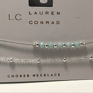 Set of 2 silver choker necklaces